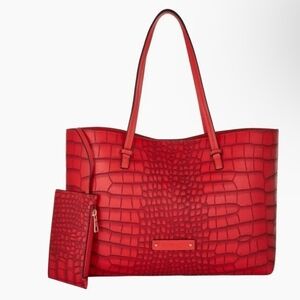 $200 NWT DE VESI L'AMOURl crocodile embossed Red Tote